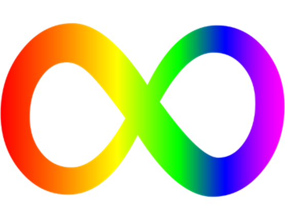 Símbolo do infinito com um degradê com todas as cores, parecido com arco íris